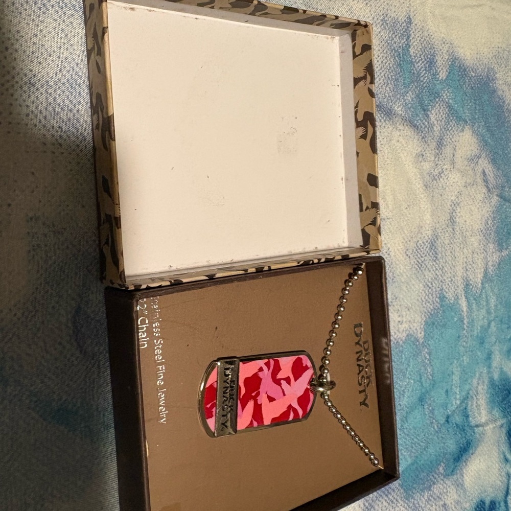 Dynasty Pink Camouflage Dog Tag Necklace
